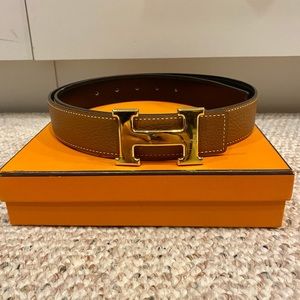 H belt buckle & Reversible leather strap 32 mm